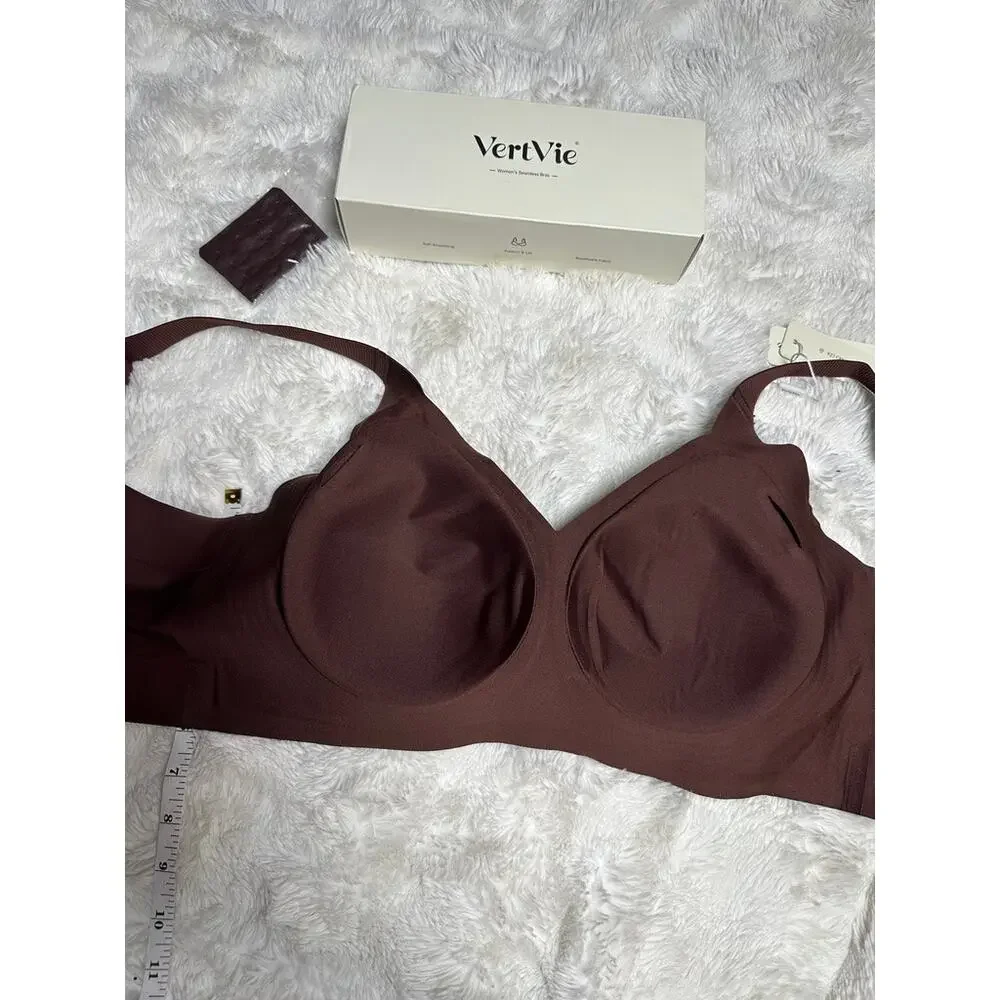 VertVie Womens 38D Brown Seamless Wireless Bra Full Coverage Padded Comfort NWT